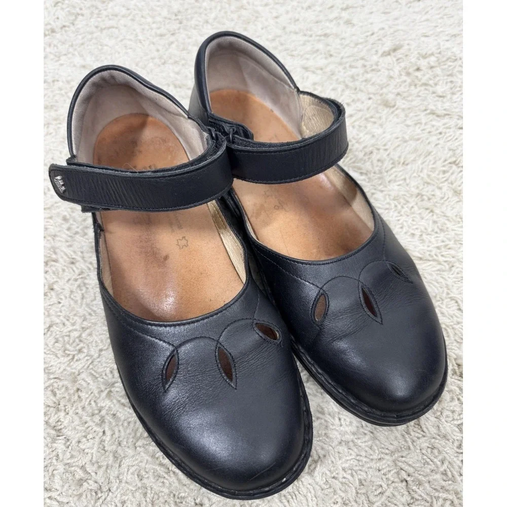 Finn‎ Comfort Women's Black Leather Mary Jane Shoes Size 8 Support Classic Retro